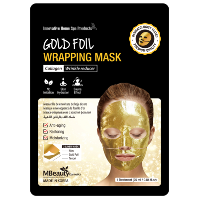  Gold foil wrapping face mask