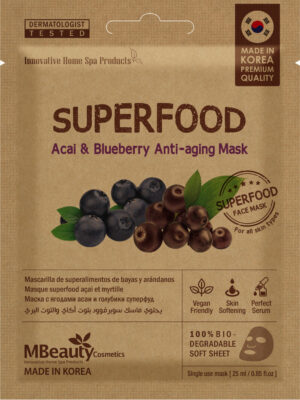 Odmładzająca maseczka na tkaninie Superfood – z jagodami acai i borówkami